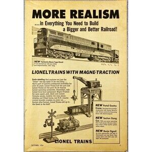 Lionel Trains "More Realism in Everything Needed to Build a Railroad!" Ad 1954